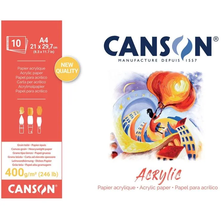 CANSON 21X29,7 PAD CANACRYLIC AKRİLİK RESİM DEFTERİ A4 400GR. 10YP.
