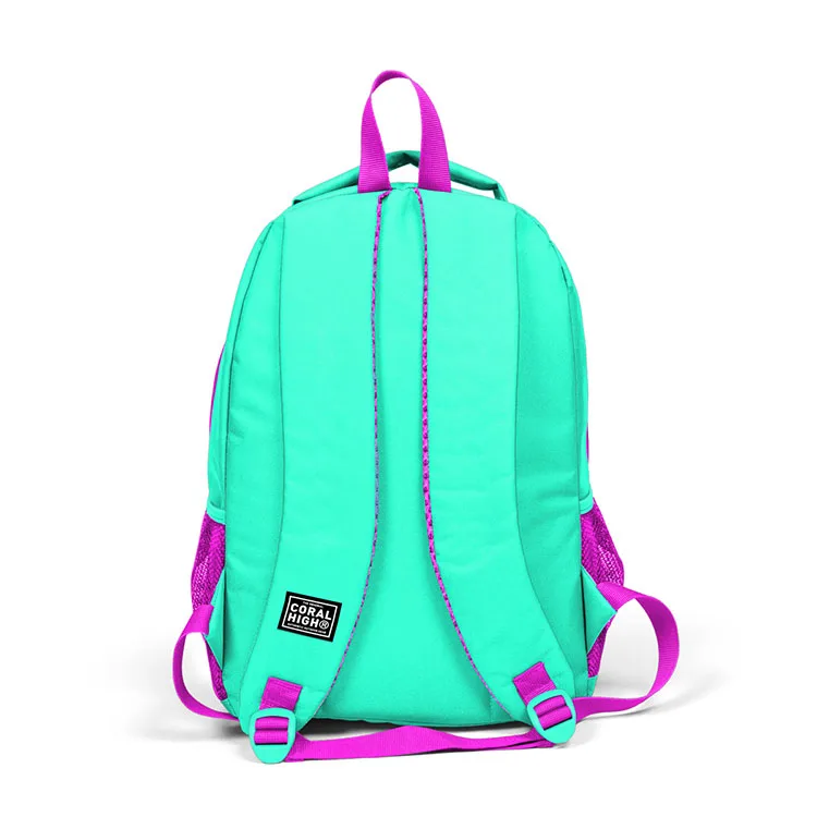 CORAL HIGH KIDS 14382 SU YEŞİLİ PEMBE SİMLİ FLAMİNGO DESENLİ ÜÇ BÖLMELİ OKUL SIRT ÇANTASI