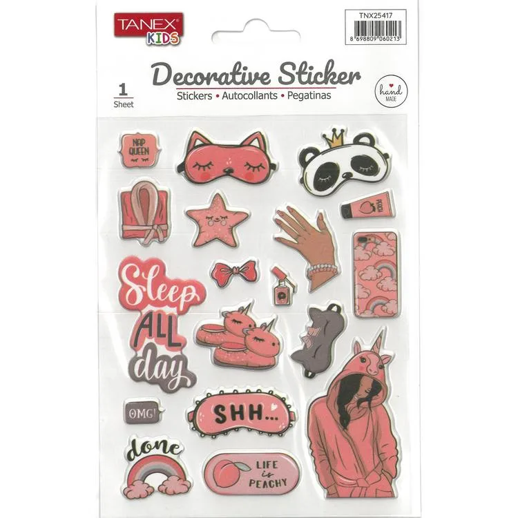 TANEX KIDS TNX-25417 DEKORATİF ETİKETLER - PUFFY UYKU SERİSİ STICKER