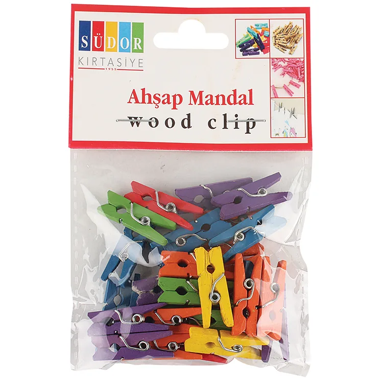 SÜDOR BS99 AHŞAP MANDAL RENKLİ KÜÇÜK 1 PAKET