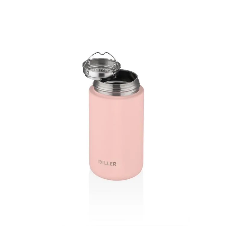 VAGONLİFE DILLER SÜZGEÇLİ TAVŞAN FİGÜRLÜ SİLİKON TAŞIMA KULPLU ÇELİK MATARA D9078 420 ML