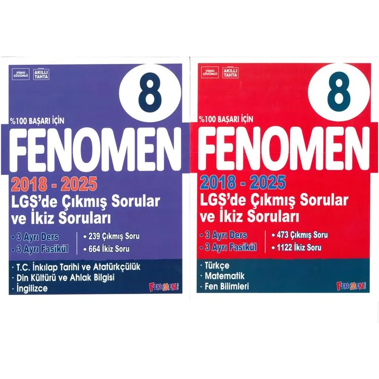 FENOMEN 8. SINIF LGS 2018-2025 ÇIKMIŞ SORULAR VE İKİZ SORULAR SETİ (6 KİTAP)