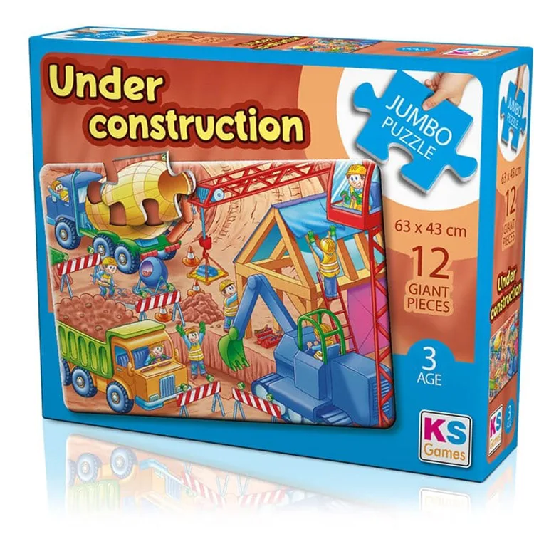 KS GAMES JP31004 UNDER CONSTRUCTION 63x43cm JUMBO YAPBOZ/PUZZLE 12 PARÇA 3YAŞ