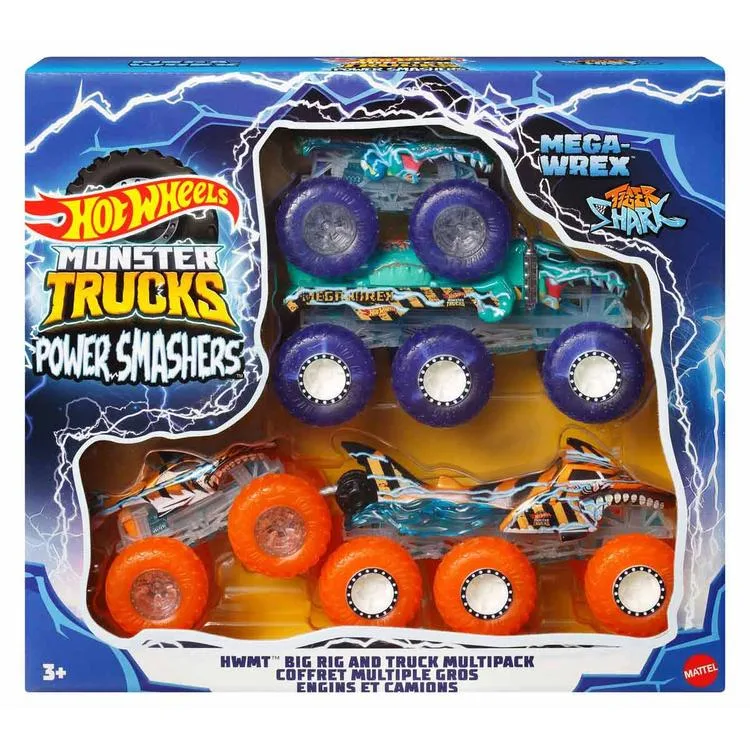 MATTEL HYJ29 HOT WHEELS MONSTER TRUCKS POWER SMASHERS ÇOKLU PAKET 3+