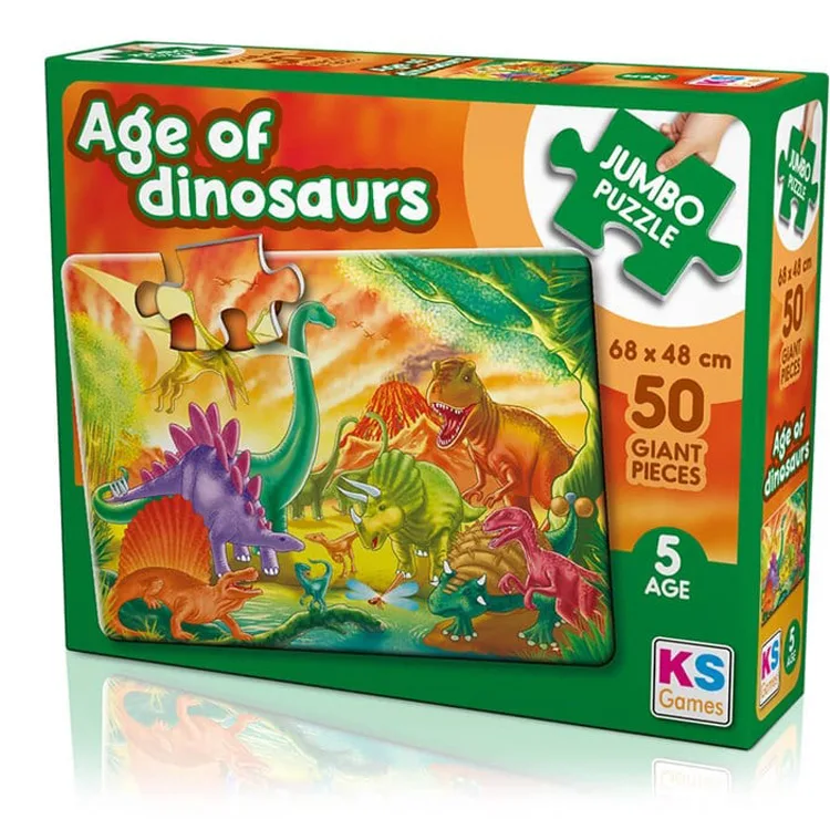 KS GAMES JP31012 AGE OF DINOSAURS 68x48cm JUMBO YAPBOZ/PUZZLE 50 PARÇA 5YAŞ