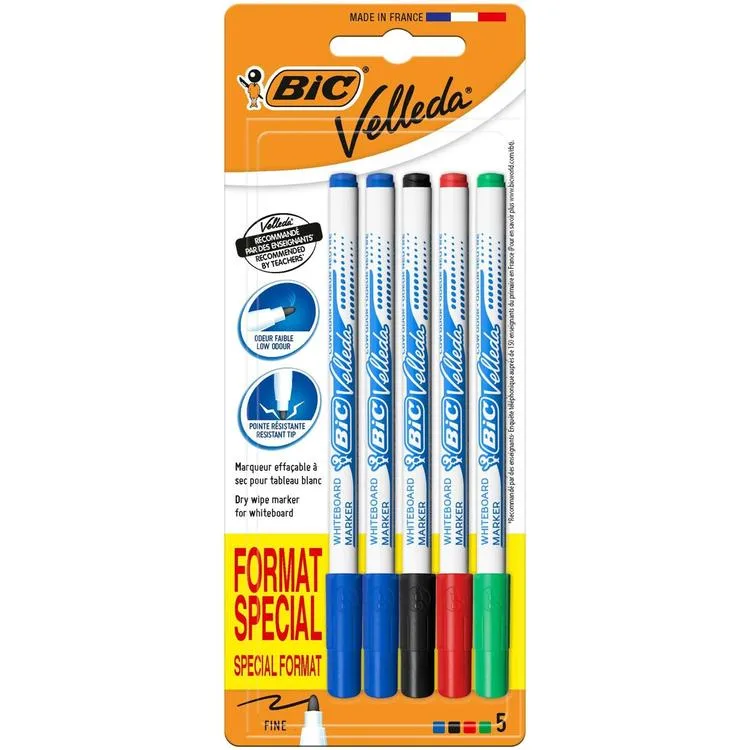 BİC 1721 VELLEDA ÇOCUK BEYAZ TAHTA KALEMİ 5 Lİ SET TEK PAKET (4 RENK) 9126451