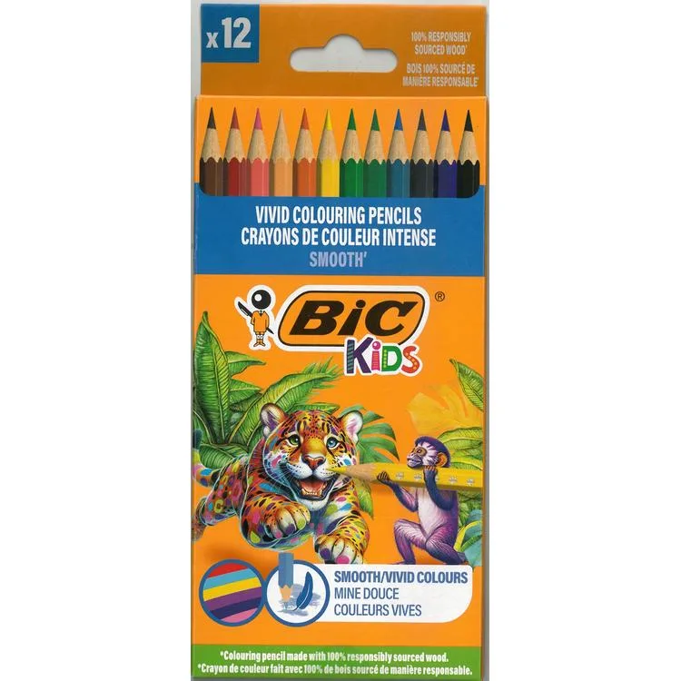 BİC KİDS SMOOTH TAM BOY KURU BOYA KALEMİ 12'Lİ - 525786