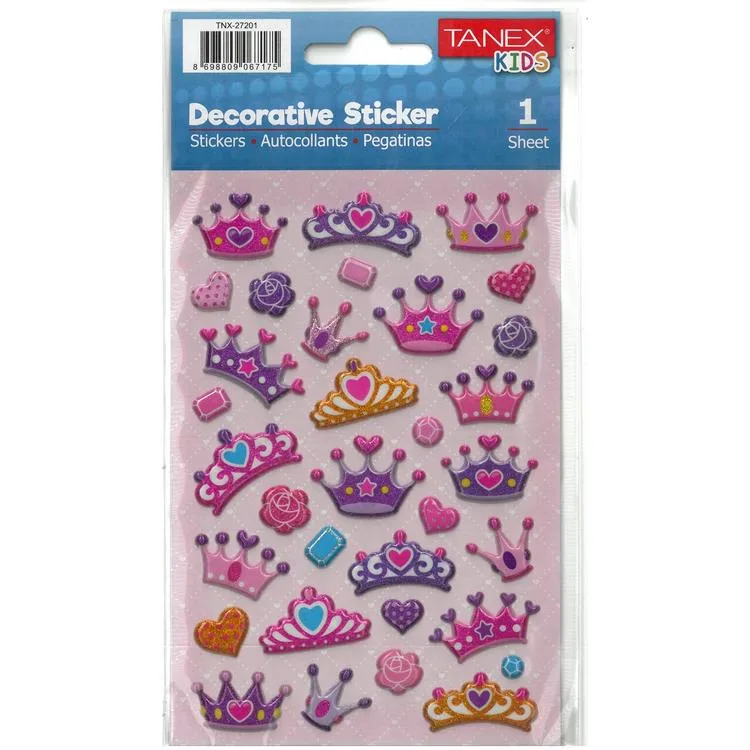 TANEX KIDS TNX-27101 DEKORATİF ETİKETLER - PUFFY TAÇ SERİSİ STICKER