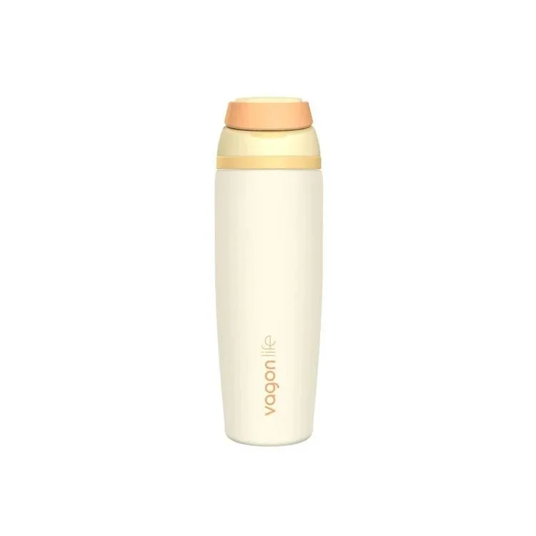 VAGONLİFE ÇELİK TEK KAPAK PİPETLİ/ PİPETSİZ KULLANIM KULPLU MATARA/TERMOS VGN1107 800ML - SARI (KREM)