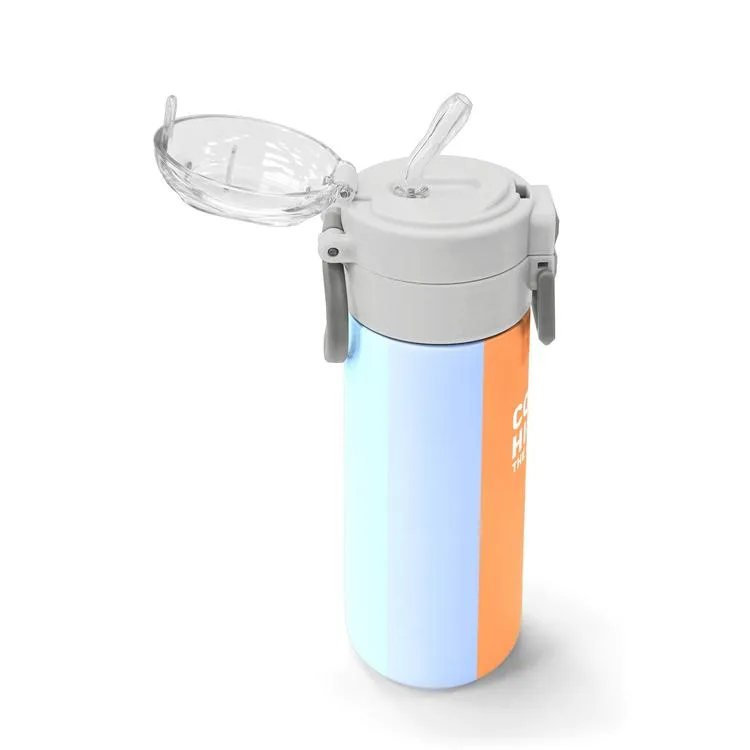 CORAL HIGH 31880 KIDS RENKLİ ÇİZGİLİ DESENLİ PİPETLİ VE DİREKT İÇİM ÇELİK TERMOS 500ML