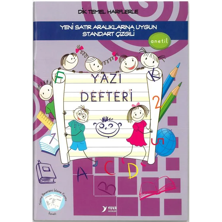 YUVA 1.SINIF DİK TEMEL HARFLERLE GÜZEL YAZI DEFTERİ STANDART ÇİZGİLİ