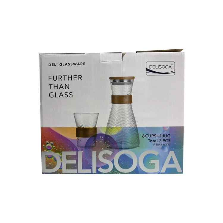 DELISOGA GPH107/L7 AHŞAP KAPAK CAM SÜRAHİ VE BARDAK TAKIMI 6+1
