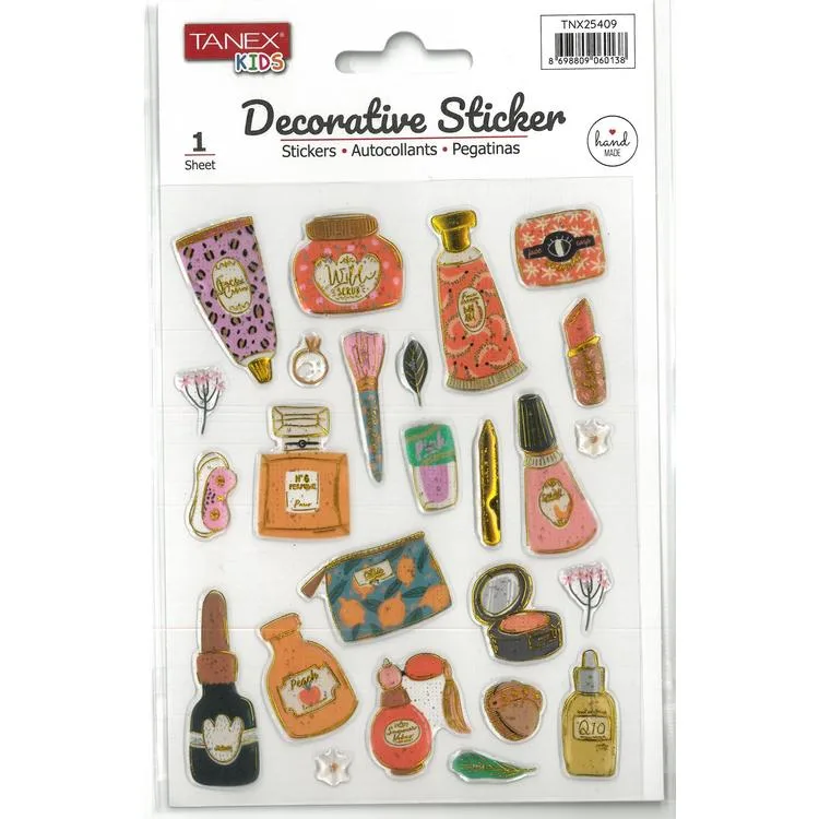TANEX KIDS TNX-25409 DEKORATİF ETİKETLER - PUFFY MAKYAJ SERİSİ STICKER - TEKLİ