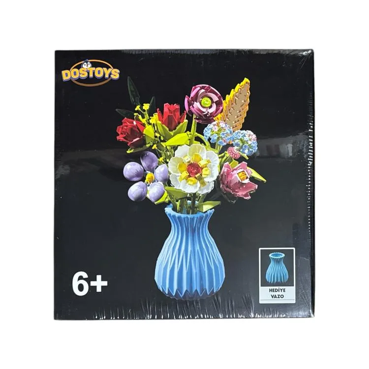 DOSTOYS 109-7 ÇİÇEK BLOK OYUNCAK VAZOLU ÇİÇEK BUKETİ