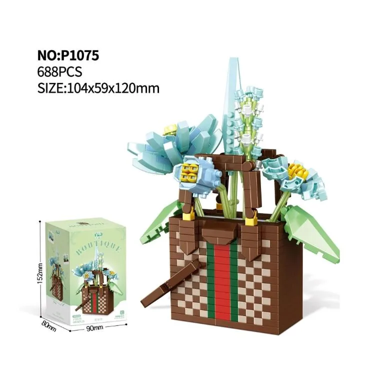 VAGONLIFE PANLOS YKO P1075 ÇANTA ÇİÇEK BUKETİ 688 PARÇA BLOCK OYUNCAK 6+