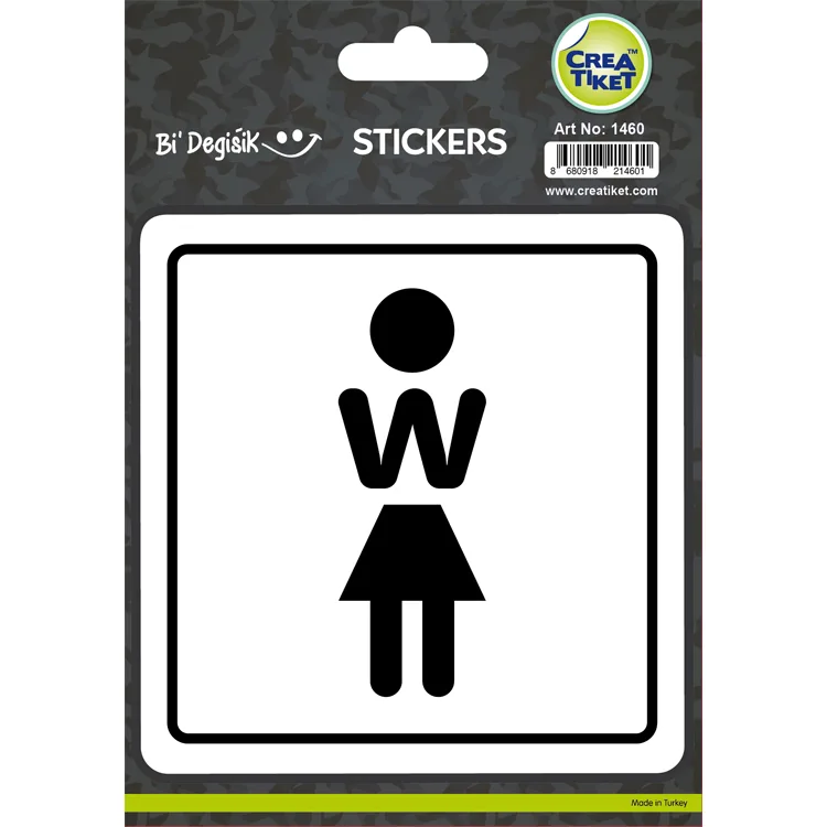CREA Bİ' DEĞİŞİK STICKER - W WC İŞARETİ KADIN 1460
