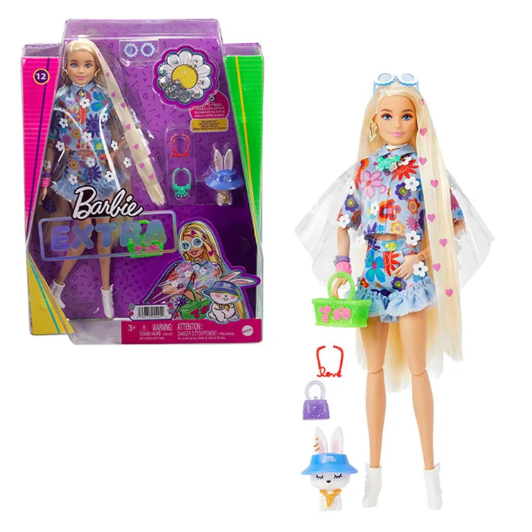 MATTEL HDJ45 BARBIE EXTRA MAVİ ETEKLİ BEBEK