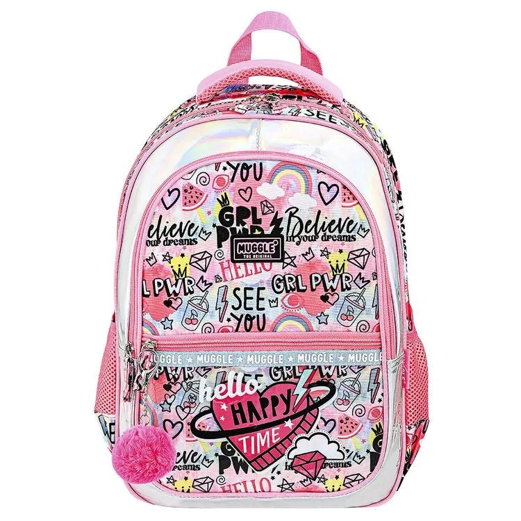 MUGGLE MU-9071 PINK AND PINK 3 BÖLMELİ SIRT ÇANTASI