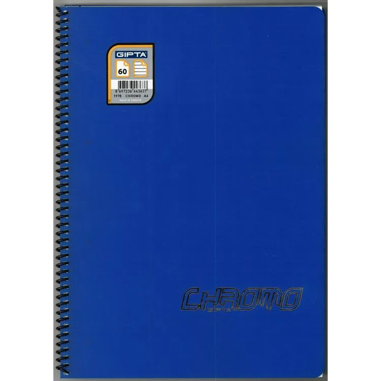 GIPTA CHROMO SPİRALLİ PP. KAPAK A4 60YP. ÇİZGİLİ DEFTER - 1978