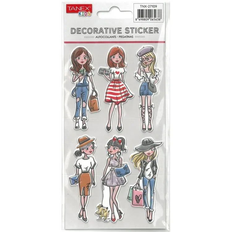TANEX KIDS TNX-27109 DEKORATİF ETİKETLER - PUFFY TARZ KIZLAR SERİSİ STICKER