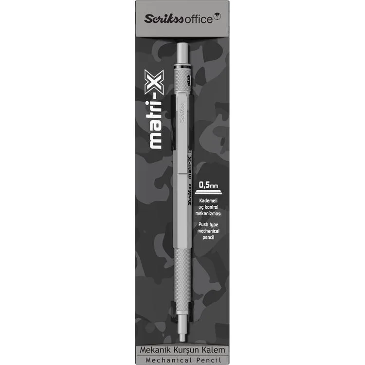 SCRIKSS MATRI-X VERSATİL KALEM 0.5 ŞEFFAF AMBALAJ AÇIK GRİ