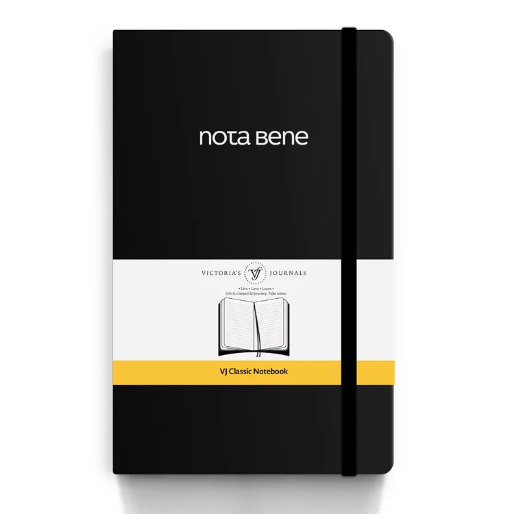 VICTORIA'S JOURNALS NOTE BENE 9227 CLASSIC NOTEBOOK ESNEK KAPAK 13x21cm 70gr.400 SYF. ÇİZGİLİ DEFTER SİYAH