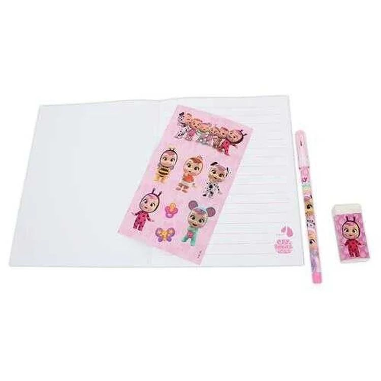 CEM CRY BABIES CRY-7746 KIRTASİYE SETİ TÜYLÜ VE PVC ÇANTALI 4 PARÇA
