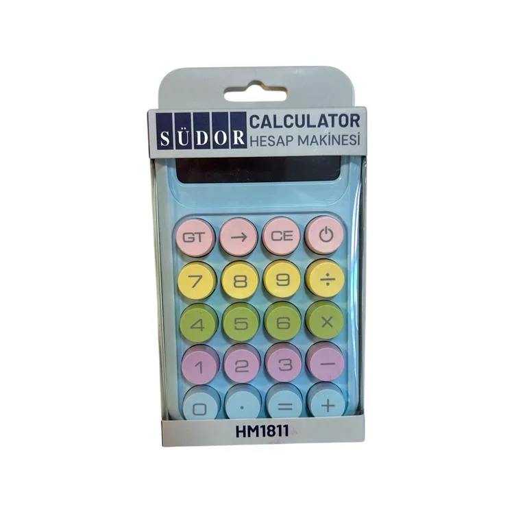 SÜDOR HM1811 8 HANE RENKLİ YUVARLAK TUŞLU PASTEL S HESAP MAKİNESİ