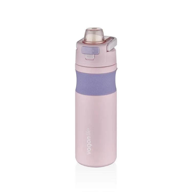 VAGONLİFE KİLİTLİ PASLANMAZ ÇELİK PİPETLİ/PİPETSİZ KULLANIM MATARA 033 580ML PINK PURPLE