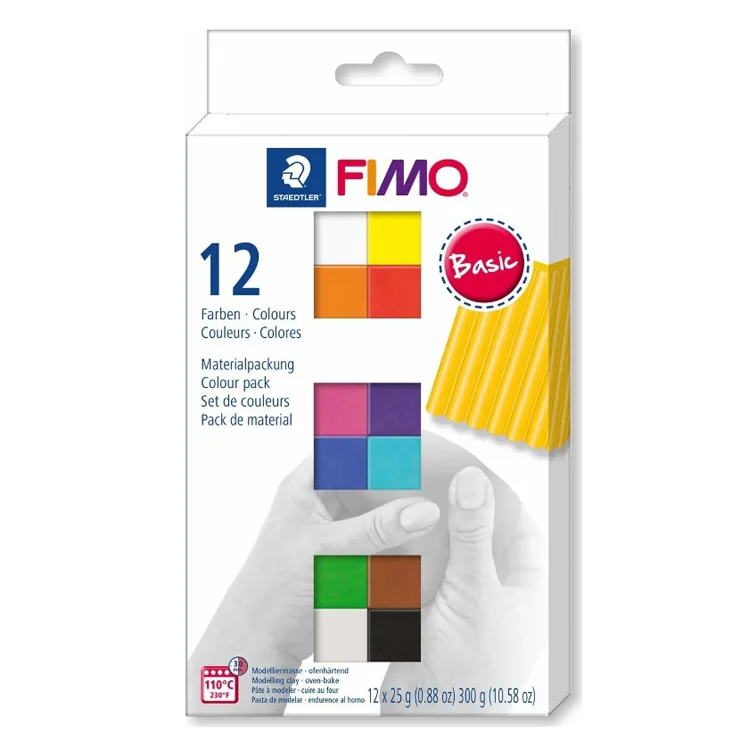 FİMO MODELLEME KİL HAMURU SOFT BASIC 12x25gr. (300g) 12 RENK