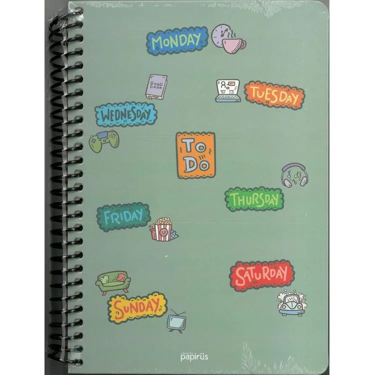 PAPİRÜS TO DO SERT KAPAK SPİRALLİ 14X19 120YP. ÇİZGİSİZ (DÜZ) DEFTER - TEKLİ