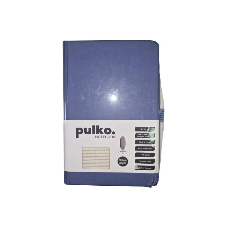 PULKO PND040 SERT KAPAK 9x14cm 80gr.176 SAYFA TERMO DERİ ÇİZGİLİ NOT DEFTER - PARLAMENT MAVİ