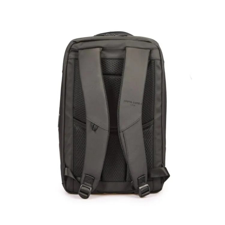 PIERRE CARDIN 01PC00200-S LAPTOP BÖLMELİ FERMUARLI İÇ VALİZ SABİTLEME KAYIŞLI SUNİ DERİ SIRT ÇANTASI SİYAH