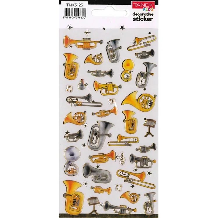 TANEX KIDS TNX-5123 DEKOTARİF ETİKETLER - KABARTMALI DAMLA MÜZİK ALETLERİ 4 - 1 ADET