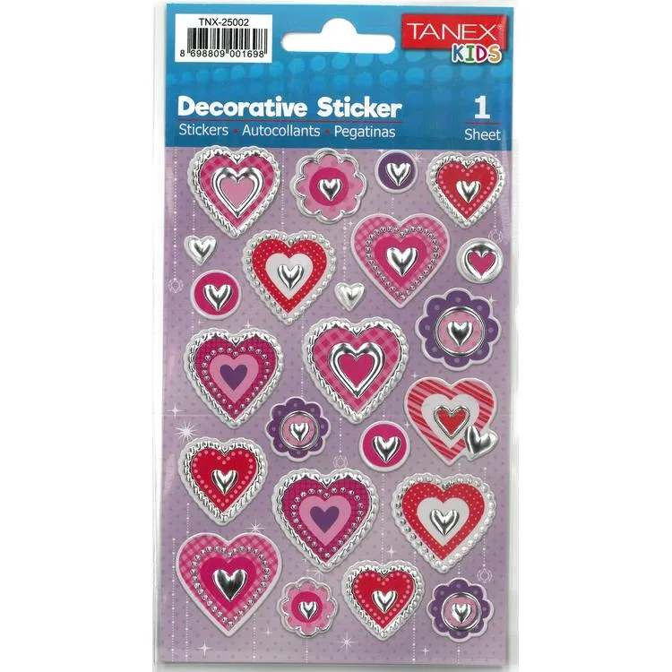 TANEX KIDS TNX-25002 DEKOTARİF ETİKETLER - KALP SERİSİ- 1 ADET