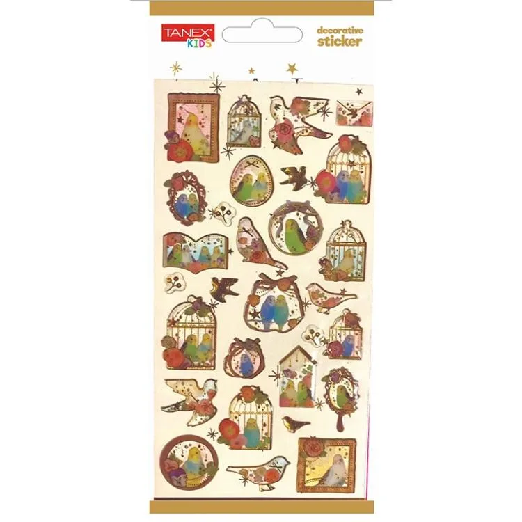 TANEX KIDS TNX-5020 DEKOTARİF ETİKETLER - KABARTMALI DAMLA KUŞLAR SERİSİ - 1 ADET