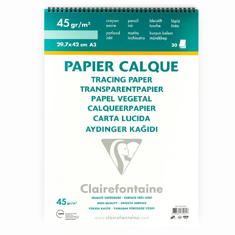 ESMO TR87134 CLAIREFONTAINE AYDINGER BLOK A3 40/45 Gr 30 YAPRAK ÜSTTEN SPİRALLİ