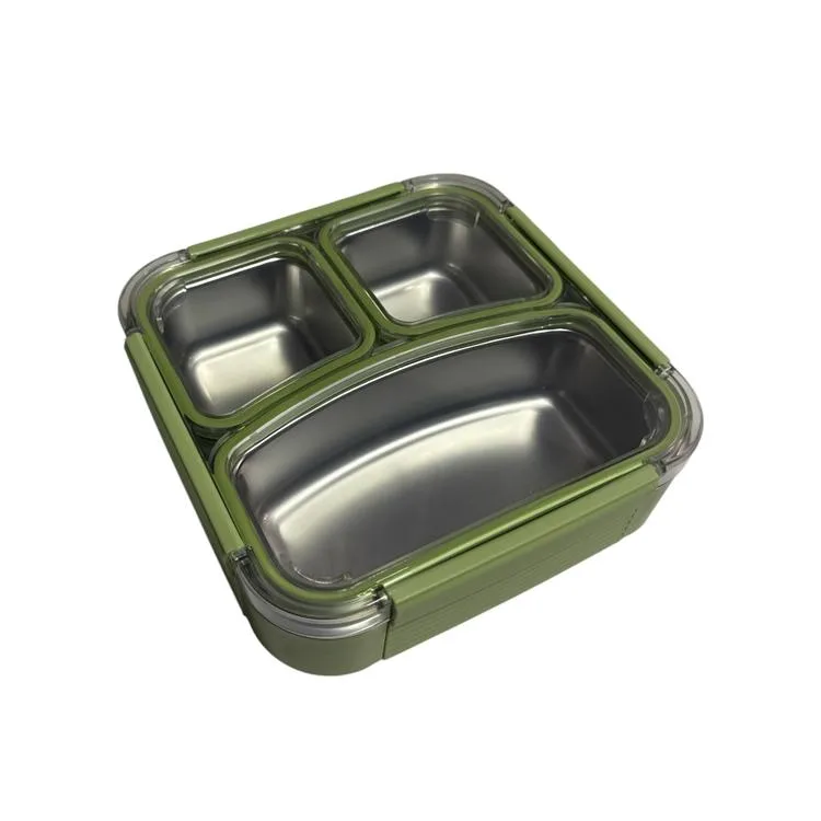 VAGONLİFE PASLANMAZ ÇELİK YEMEK KABI TEK KATLI BÖLMELİ KARE 780 ML - LUNCH BOX VGN12171 - YEŞİL