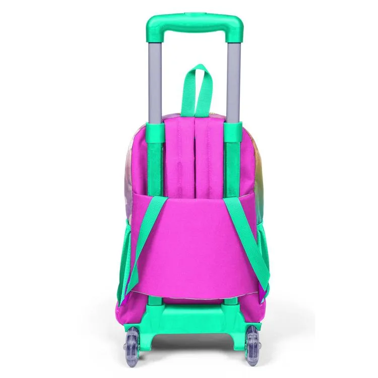 CORAL HIGH 23933 KIDS PEMBE SU YEŞİLİ UNICORNLU KIZ DESENLİ ÜÇ BÖLMELİ ÇEKÇEKLİ OKUL SIRT ÇANTASI