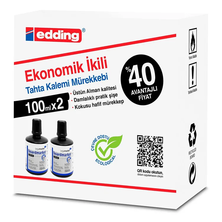 EDDING LM1199K201 TAHTA KALEM MÜREKKEBİ 2'Lİ x100 ML SİYAH