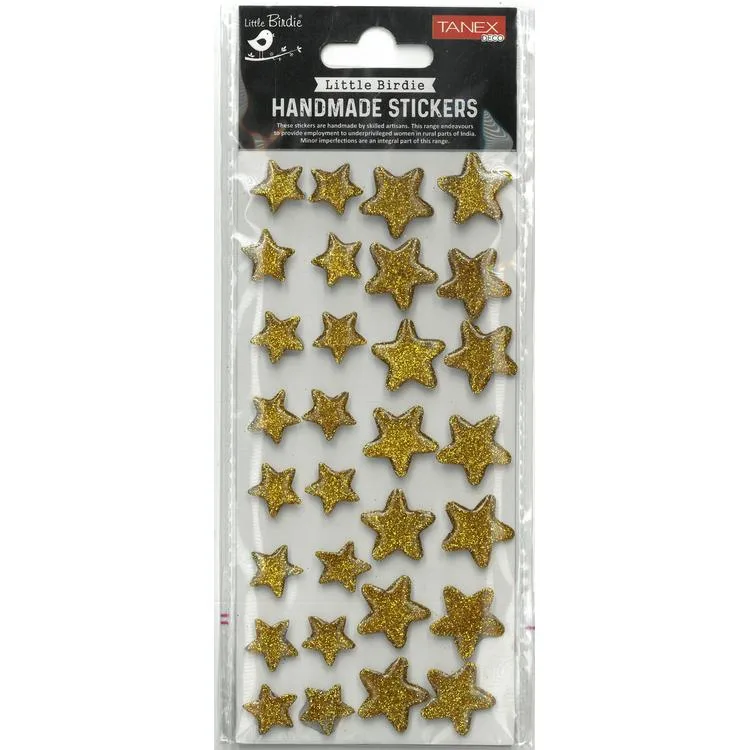 TANEX HANDMADE TNX-28014 DEKORATİF ETİKETLER - SİLİKON GOLD YILDIZ SERİSİ STICKER - TEKLİ