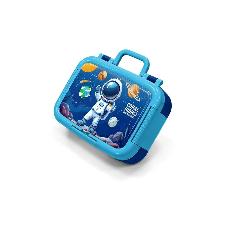 CORAL HIGH 39152 KIDS LACİVERT ASTRONOT DESENLİ 2 BÖLMELİ PASLANMAZ ÇELİK YEMEK KABI