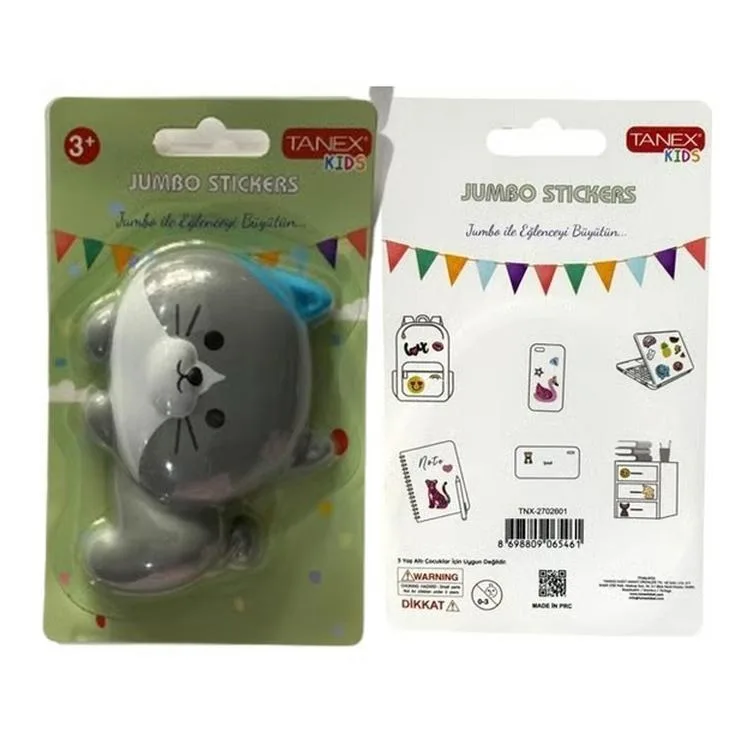 TANEX KIDS TNX-2700801 JUMBO STICKER - SQUISHY JUMBO PUFFY SEVİMLİ KEDİ - 1 ADET