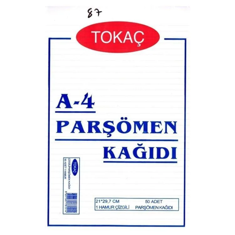 TOKAÇ 2230 PARŞÖMEN KAĞIDI A4 50'Lİ ÇİZGİLİ
