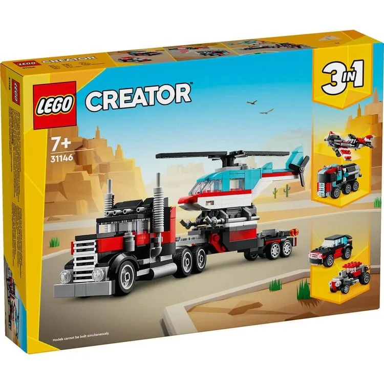 LEGO CREATOR 31146 3'Ü 1 ARADA HELİKOPTERLİ AÇIK KASA KAMYON 270 PARÇA