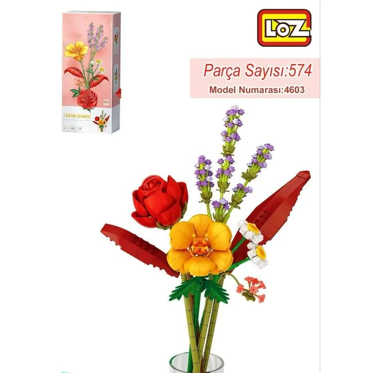 VAGONLIFE LOZ 4603 EBEDİ ÇİÇEKLER SERİSİ - KIRMIZI GÜN BATIMI 574 PARÇA BLOCK OYUNCAK 3+