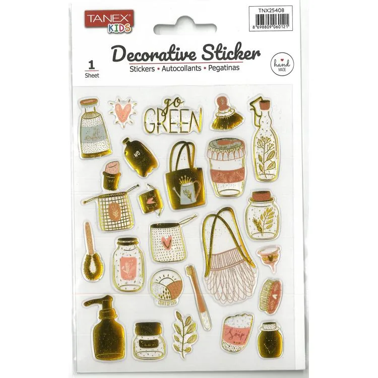 TANEX KIDS TNX-25408 DEKORATİF ETİKETLER - PUFFY ÇİÇEK SERİSİ STICKER - TEKLİ