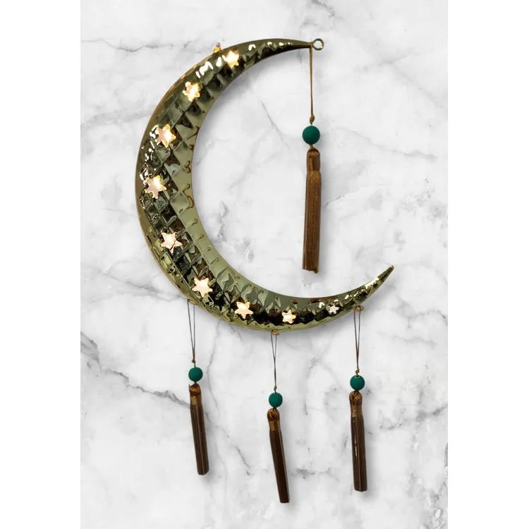 GIFTZEN DK-455 LED IŞIKLI PİLLİ ASMALI AY YILDIZLI RAMAZAN SÜSÜ 20CM