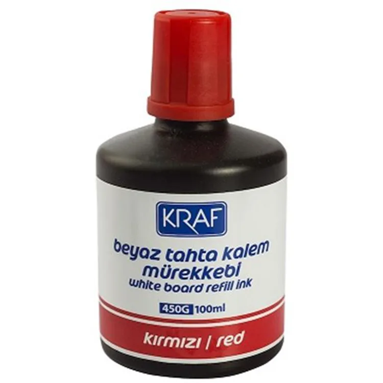 KRAF 450G BEYAZ TAHTA KALEM MÜREKKEBİ KIRMIZI 100ML.