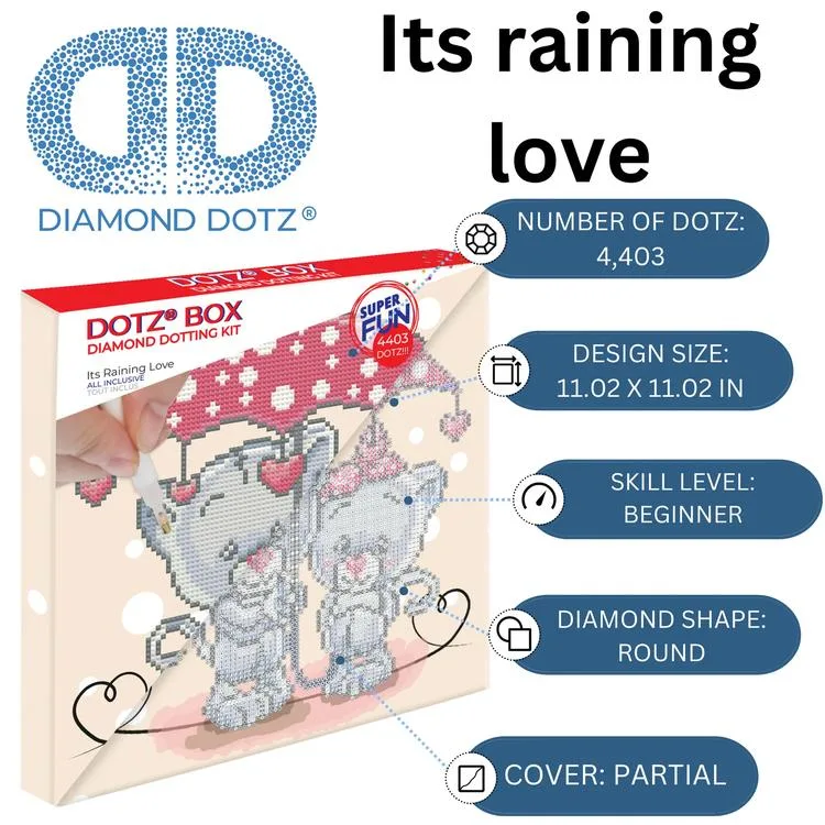 DIAMOND DOTZ DBX.005 DOTZ BOX IT'S RAINING LOVE 28x28 cm BONCUK TABLO KİTİ
